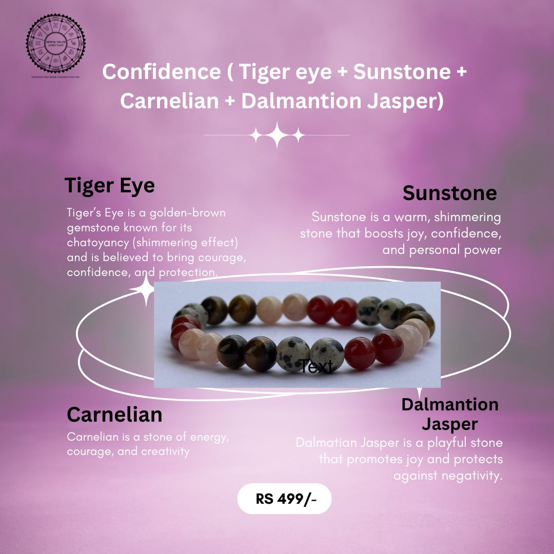 Confidence ( tiger eye + sunstone + carnelian + dalmantion jasper)