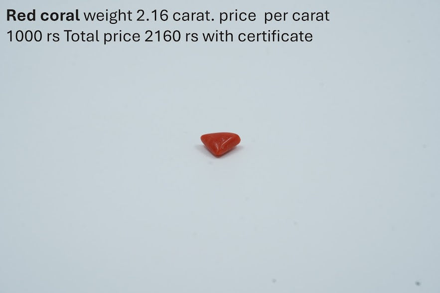 Natural Red Coral – 2.16 Carat with Certificate | Authentic Moonga Gemstone