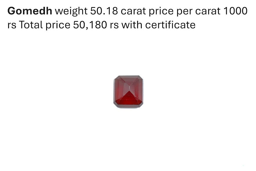 Natural Gomedh (Hessonite Garnet) – 50.18 Carat | Certified & Untreated
