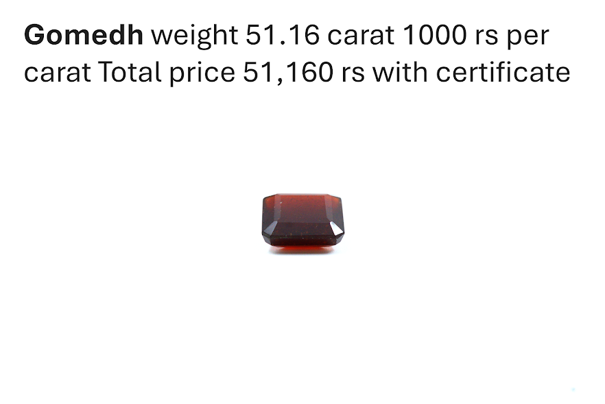 Natural Gomedh (Hessonite Garnet) – 51.16 Carat | Certified | Powerful Rahu Stone