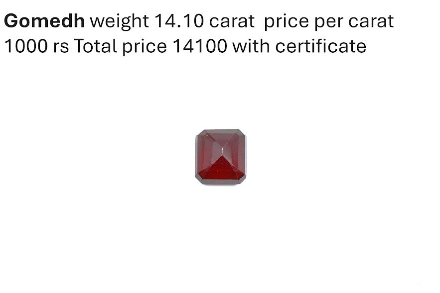 Natural Gomedh (Hessonite Garnet) – 14.10 Carat | Certified | Ideal for Rahu Remedies