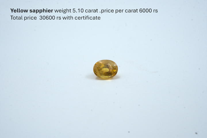 5.10 Carat Certified Yellow Sapphire with Certificate