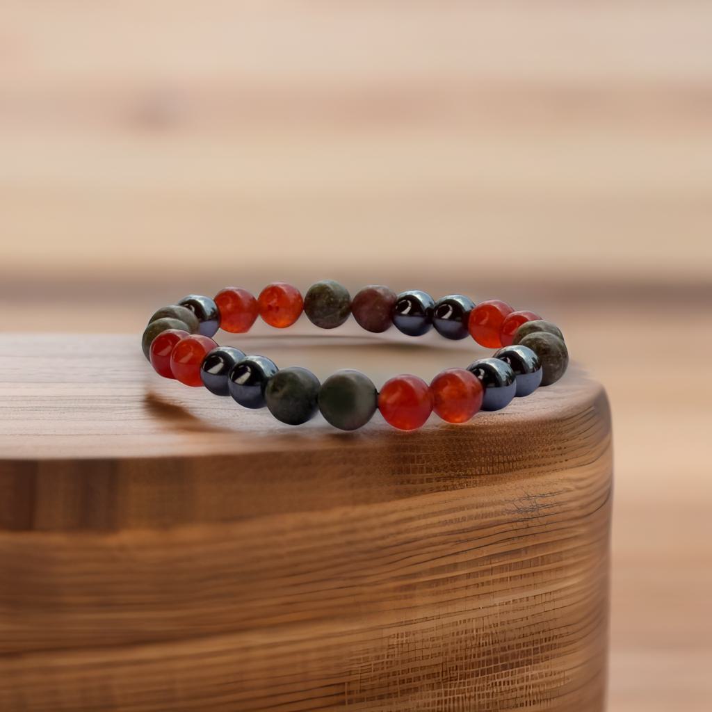 Weight gain Braclet (  Unakite + hematite +Carnelien)
