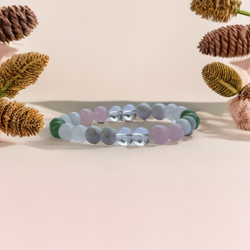 Anger control (Moonstone + green aventurine + rise quartz + selenight  + clear quartz +howlite)