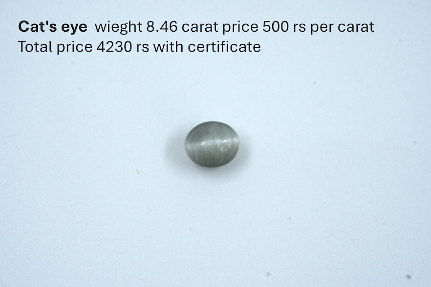 8.46-Carat Natural Cat’s Eye Gemstone with Certificate