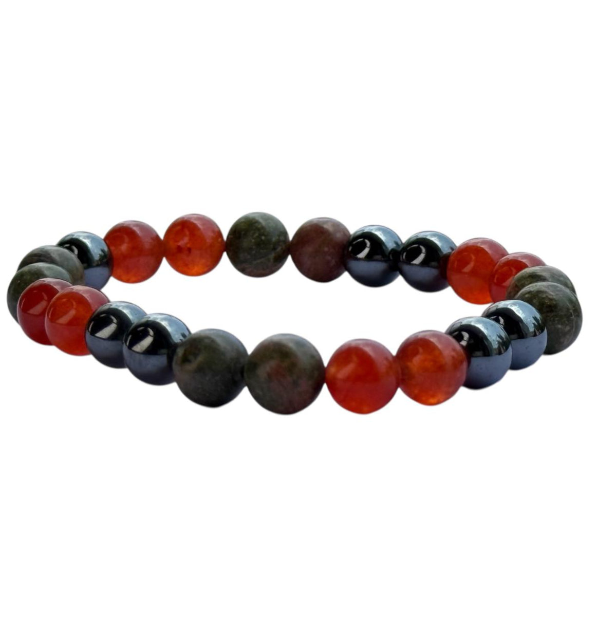 Weight gain Braclet (  Unakite + hematite +Carnelien)