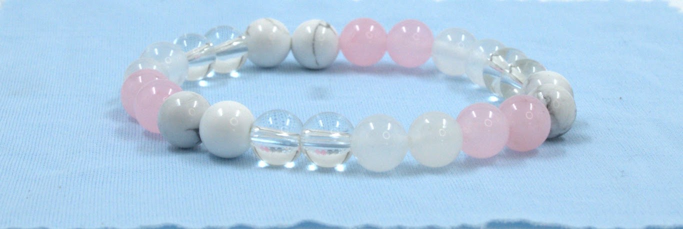 Stress Relief Bracelet – Moonstone, Howlite, Quartz & Rose Quartz