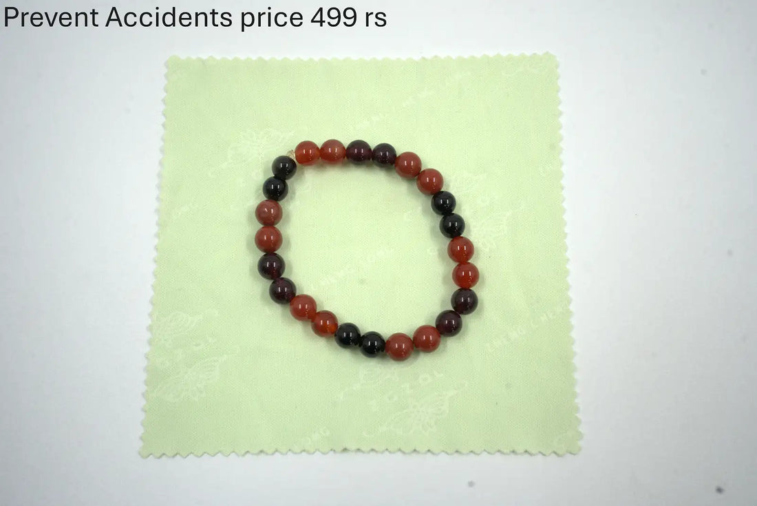 Red & Black Stone Bead Bracelet for Safety & Protection