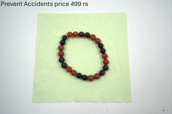 Red & Black Stone Bead Bracelet for Safety & Protection