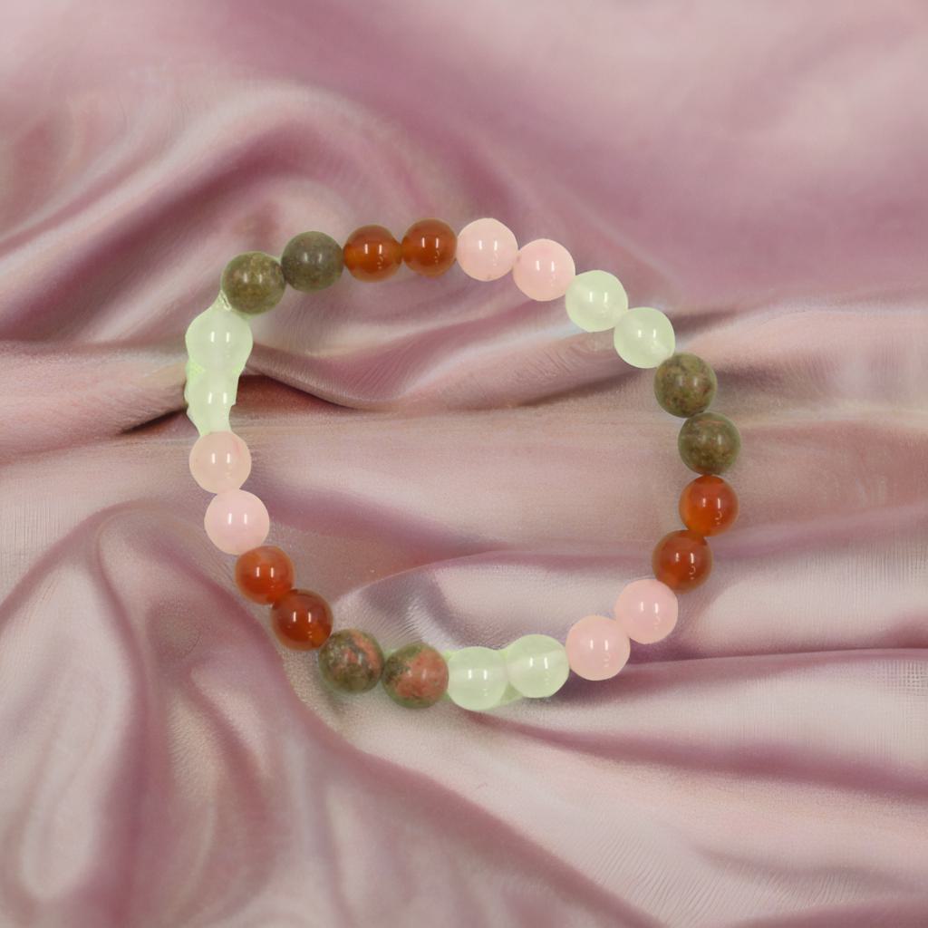 Fertility Bracelet – Carnelian, Moonstone, Rose Quartz & Unakite