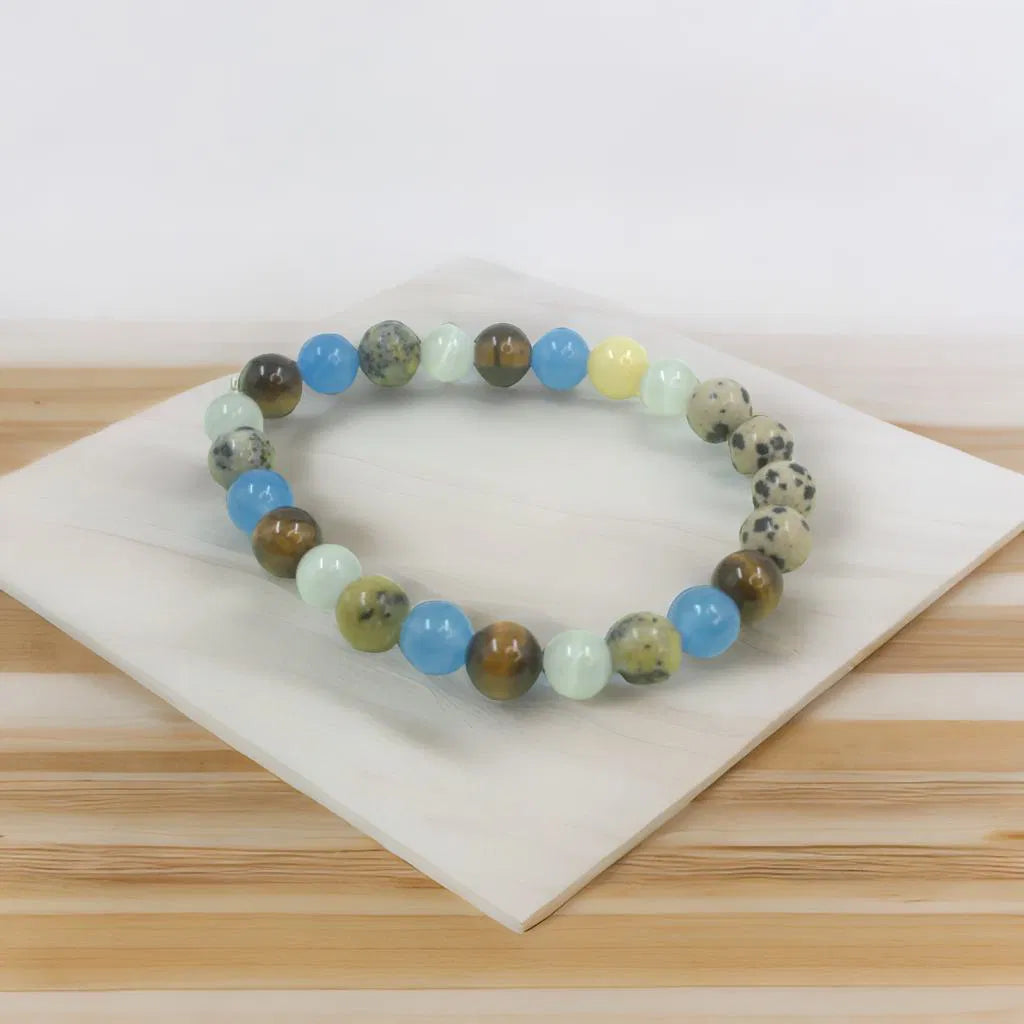 Gemini Zodiac Bracelet – Dalmatian Jasper, Chalcedony & Tiger Eye