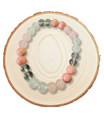 Peace n love ( moonstone + rose quartz + rhodochrosite + clear quartz)