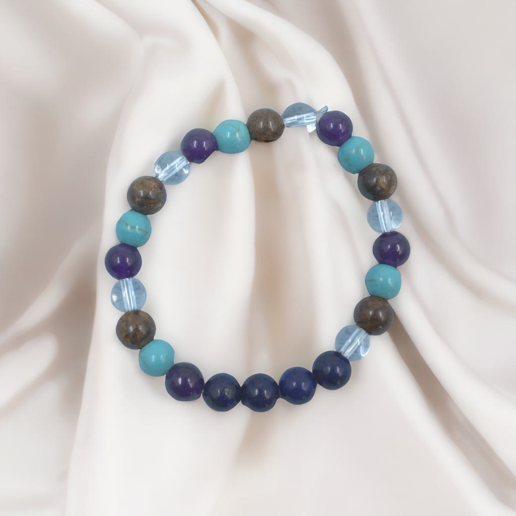 Sagittarius Zodiac Bracelet – Lapis, Amethyst & Turquoise Crystals