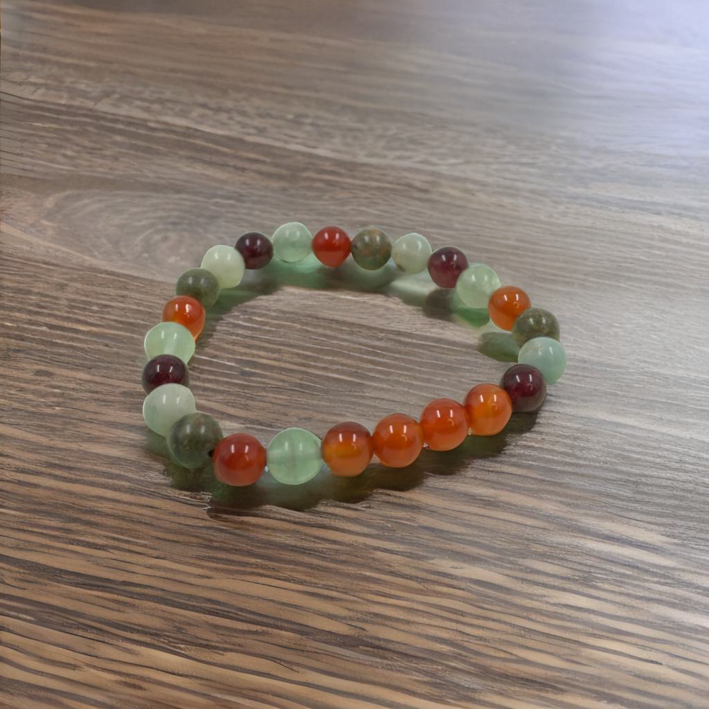 Virgo Zodiac Bracelet – Carnelian, Amazonite & Garnet Crystals