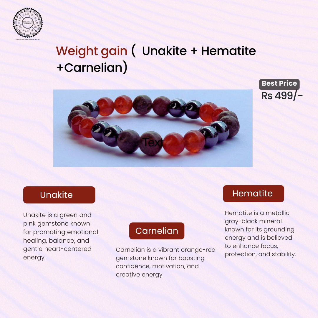 Weight gain Braclet (  Unakite + hematite +Carnelien)