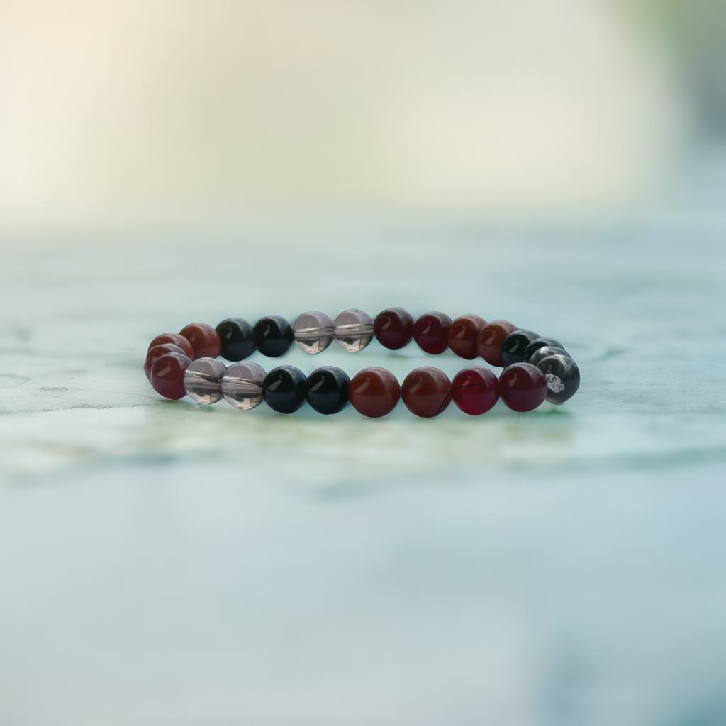 Stability (garnet + black tourmaline + smoky quartz)